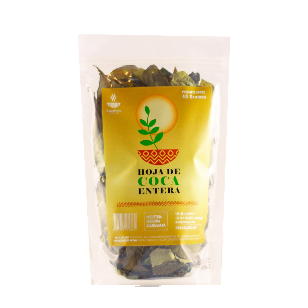 Hoja de coca entera 40 g Cocanasa